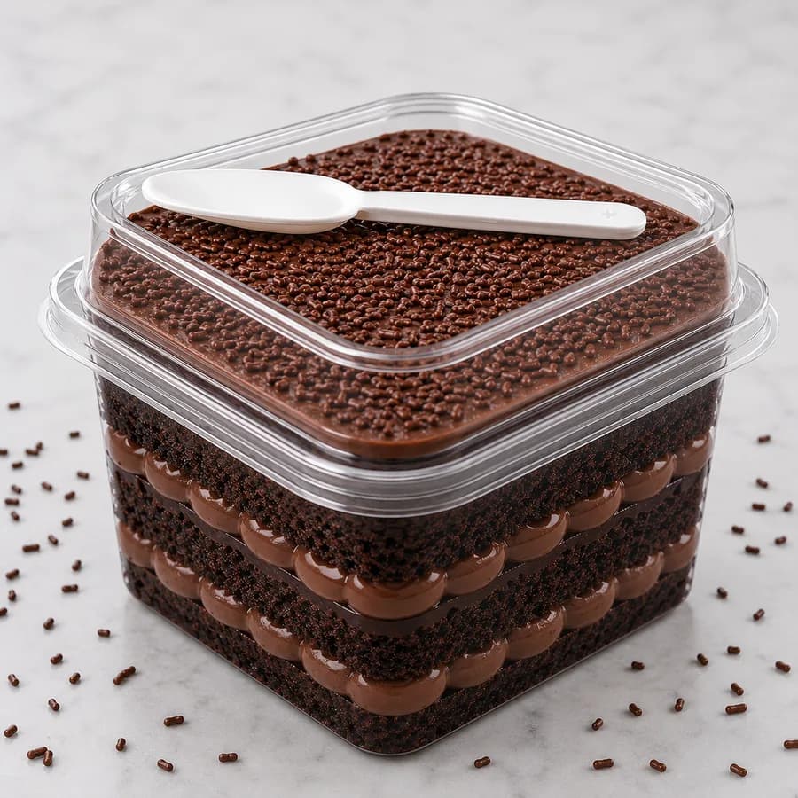 Dark Thoughts — Dark chocolate cake with chocolate ganache filling, chocolate frosting, and of course lots of chocolate sprinkles!