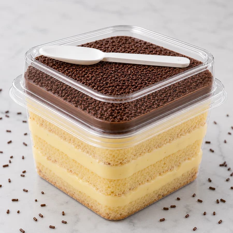 Everything's FINE! — Your classic Boston Creme! Vanilla cake with a vanilla custard filling and chocolate ganache frosting... and of course chocolate sprinkles!