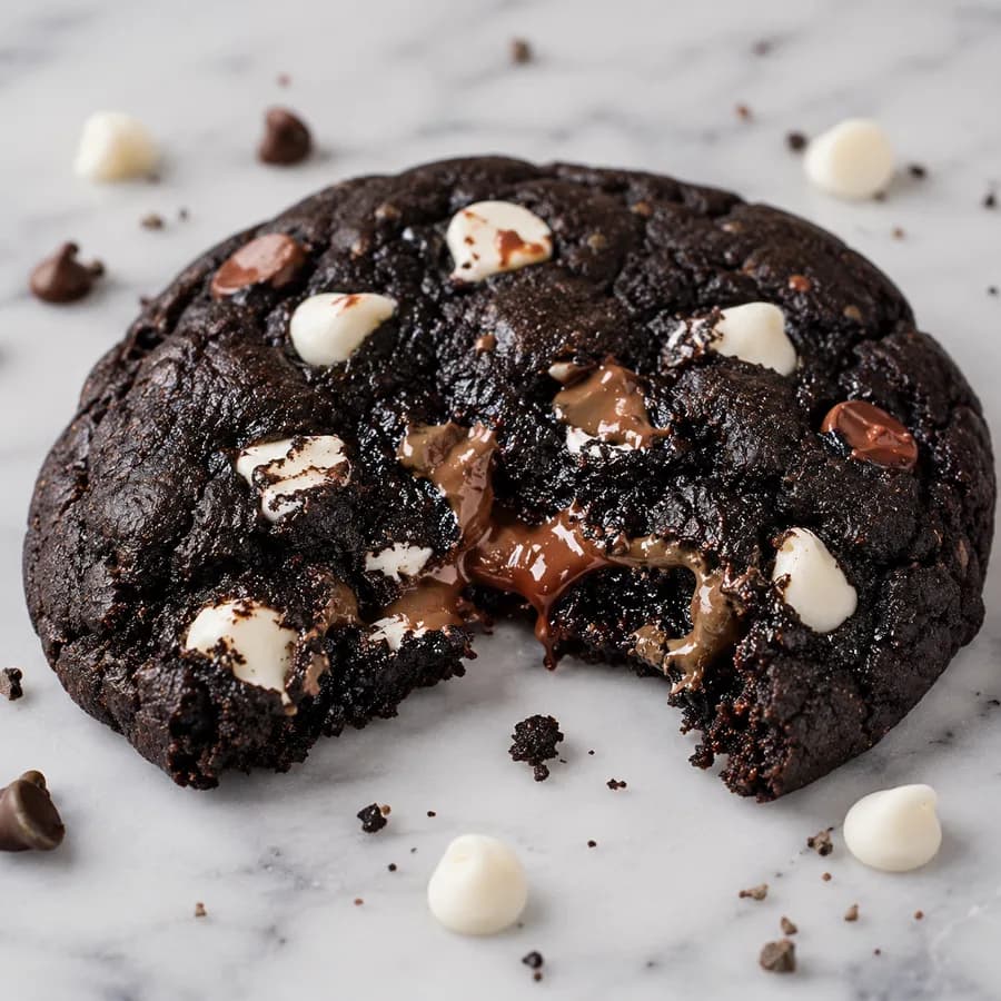Mixed Signals — Dark chocolate cookie with milk and white chocolate chips.
