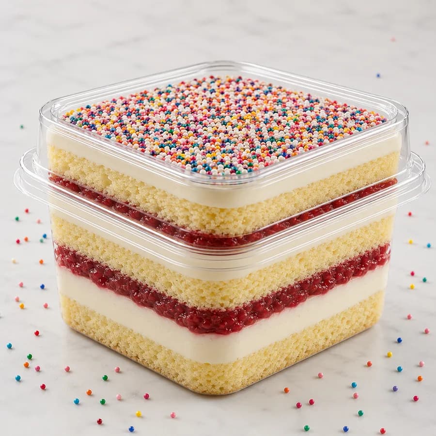 Pucker UP — Lemon cake with raspberry filling and a white chocolate cream cheese frosting... don't forget the sprinkles!